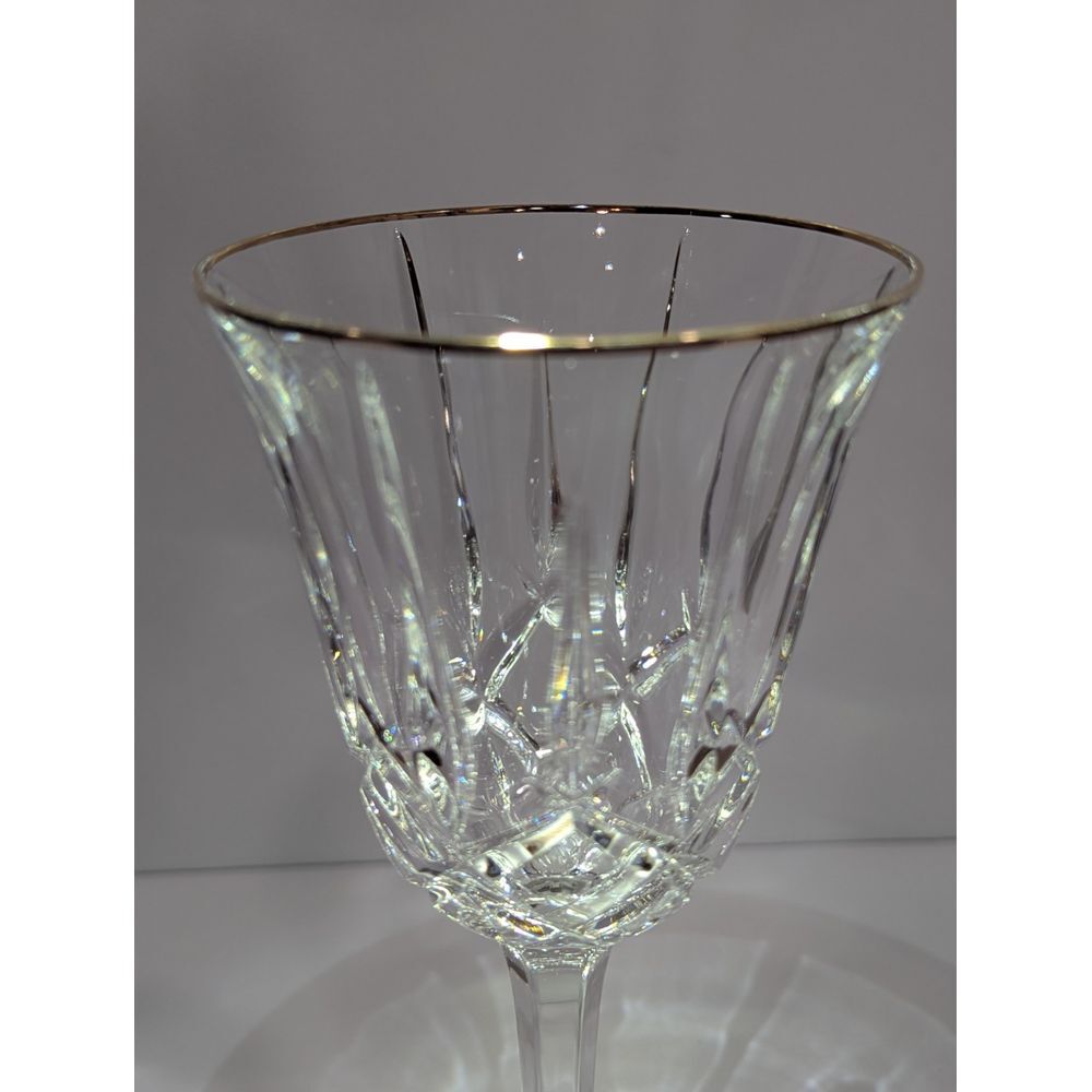 Noritake Rockford Gold Crystal Water Goblet Clear Gold Rim‎ 8 1/4" Discontinued